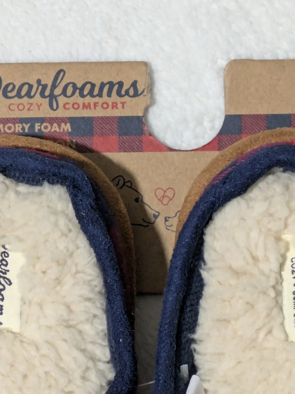 NWT Dearfoams Kids Lil Bear Plaid Slippers - Size 13/1